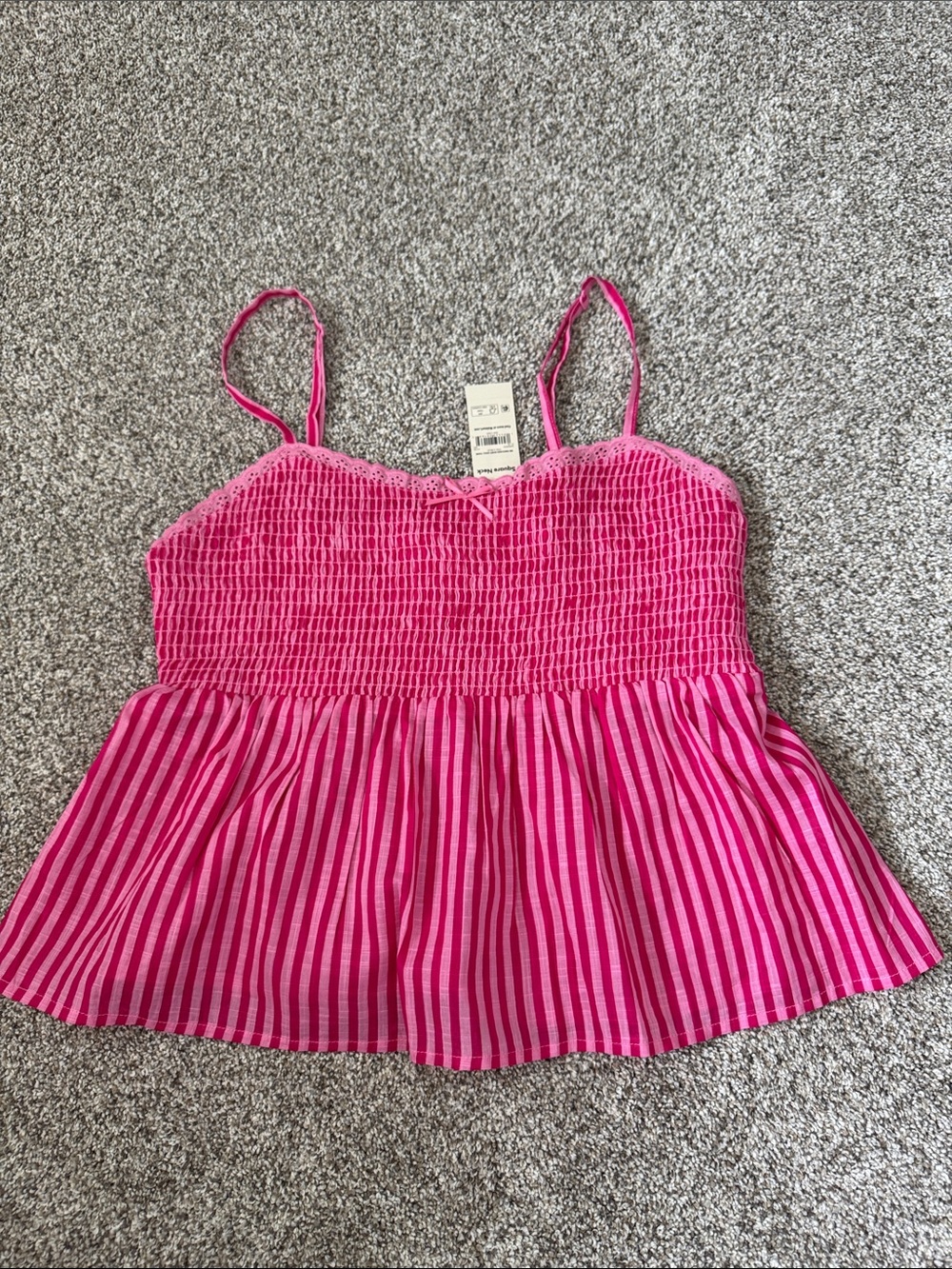 No Boundaries Hot Pink Smocked Spaghetti Strap Tank